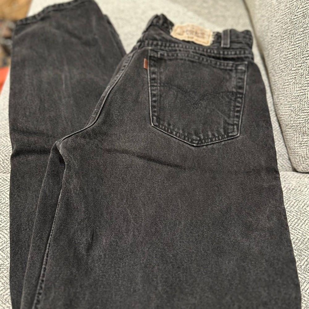 VINTAGE MENS 90’s LEVIS 545 LOOSE FIT MARBLED BLACK ZIP FLY JEANS SZ 32x38